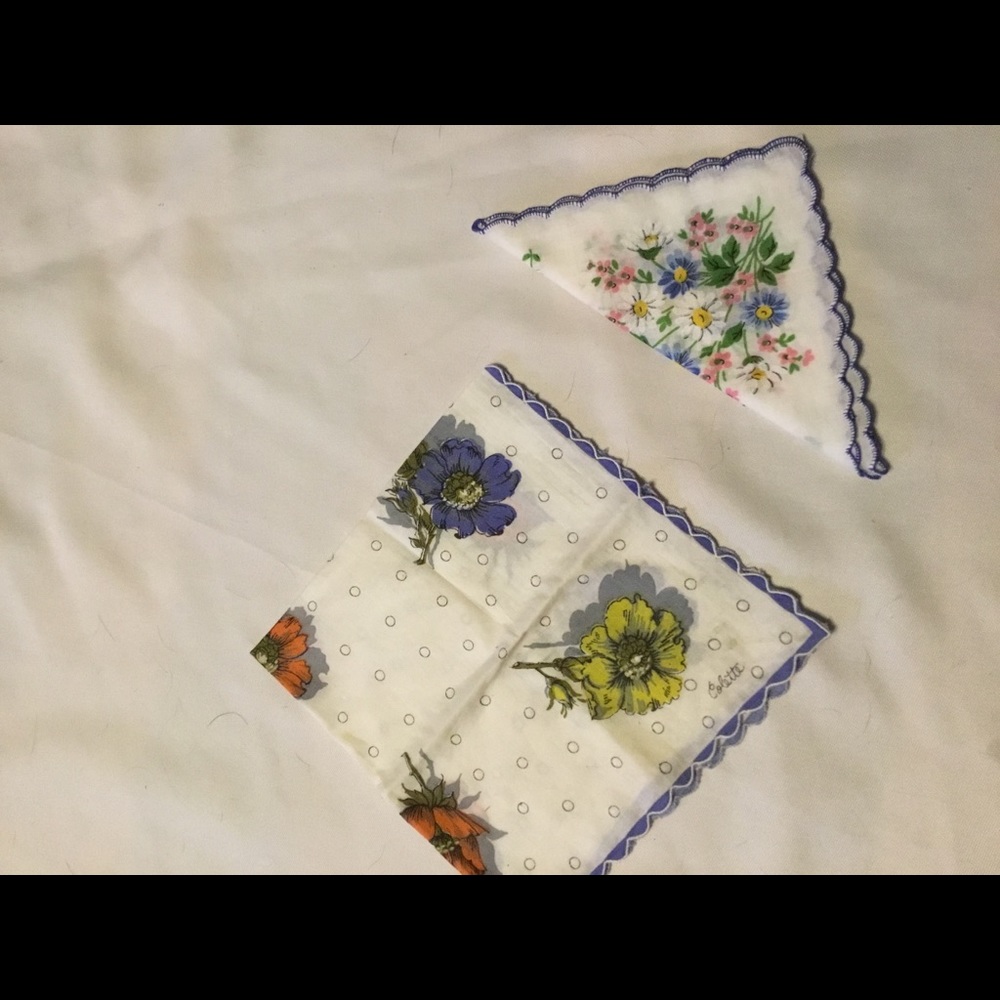 2 vintage cotton handkerchiefs excellent condition
